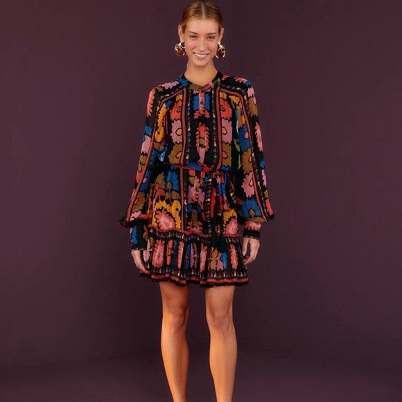 Farm Rio Flowers Tapestry Mini Dress Size XS - Picture 9 of 10